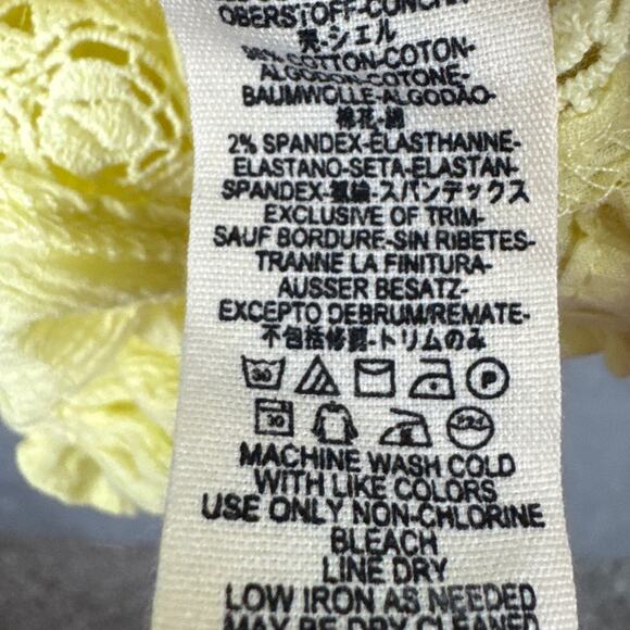 Free People Maria Maria Lace Blouse Butter Yellow Oversized XS Boho Festival - Picture 9 of 9